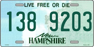 NH license plate 1389203