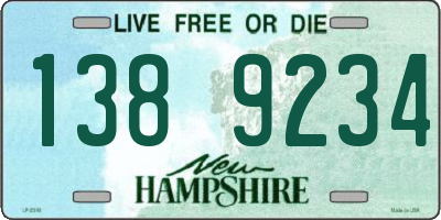 NH license plate 1389234