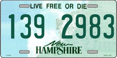 NH license plate 1392983