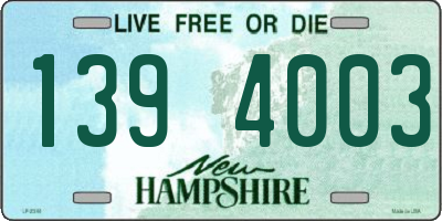 NH license plate 1394003