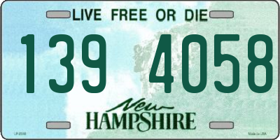 NH license plate 1394058