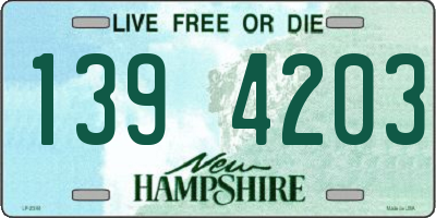 NH license plate 1394203