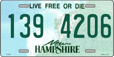 NH license plate 1394206