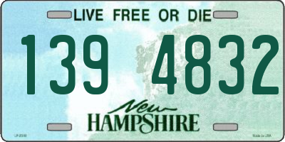 NH license plate 1394832