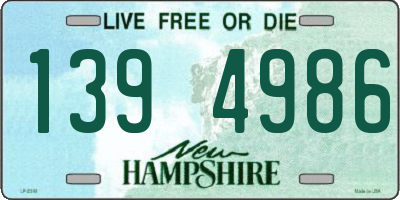 NH license plate 1394986