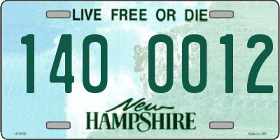 NH license plate 1400012