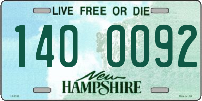 NH license plate 1400092