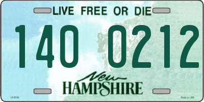 NH license plate 1400212
