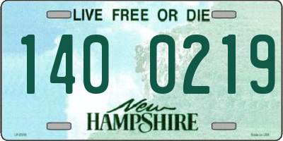 NH license plate 1400219