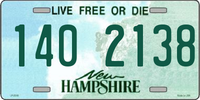 NH license plate 1402138