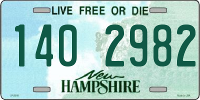 NH license plate 1402982