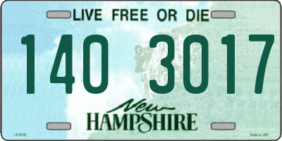 NH license plate 1403017