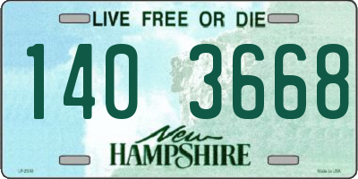NH license plate 1403668