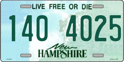 NH license plate 1404025