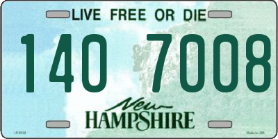 NH license plate 1407008