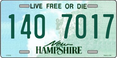 NH license plate 1407017