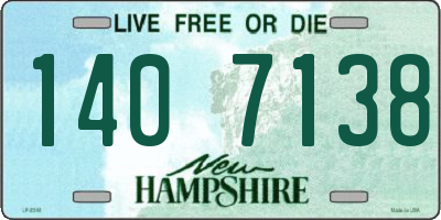 NH license plate 1407138