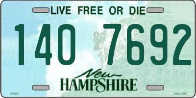 NH license plate 1407692
