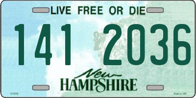 NH license plate 1412036