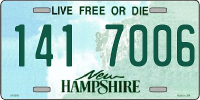 NH license plate 1417006