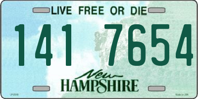 NH license plate 1417654