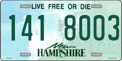 NH license plate 1418003