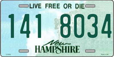 NH license plate 1418034