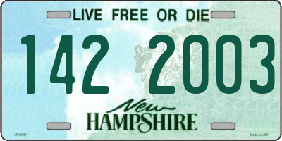 NH license plate 1422003