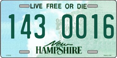 NH license plate 1430016