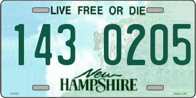 NH license plate 1430205