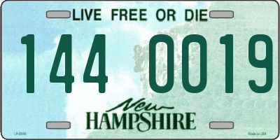 NH license plate 1440019