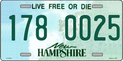 NH license plate 1780025