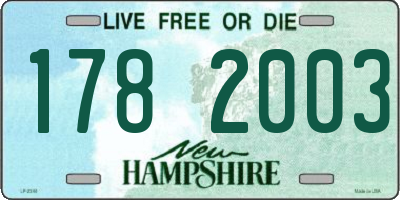 NH license plate 1782003
