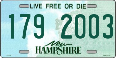 NH license plate 1792003