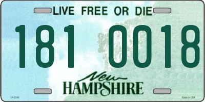 NH license plate 1810018