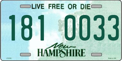 NH license plate 1810033