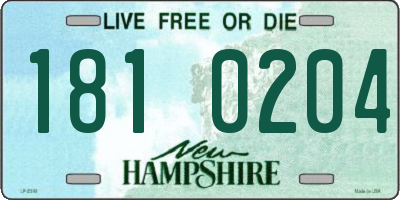 NH license plate 1810204