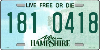 NH license plate 1810418