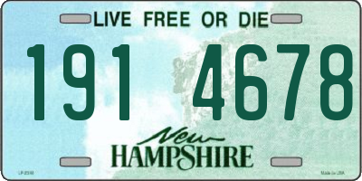 NH license plate 1914678