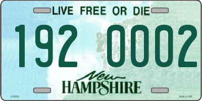 NH license plate 1920002