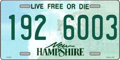 NH license plate 1926003