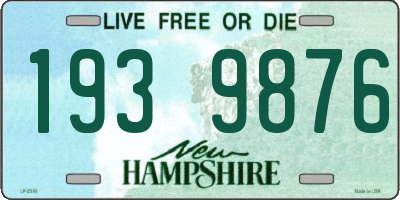 NH license plate 1939876
