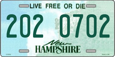 NH license plate 2020702