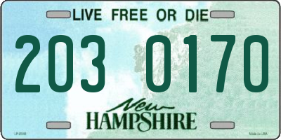NH license plate 2030170