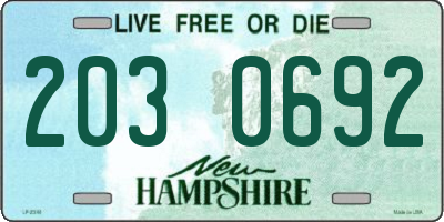 NH license plate 2030692