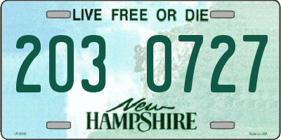 NH license plate 2030727