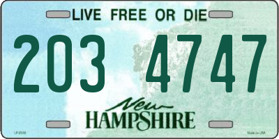 NH license plate 2034747