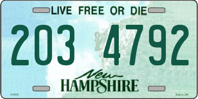 NH license plate 2034792