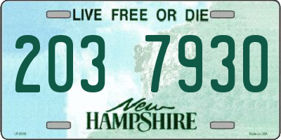 NH license plate 2037930