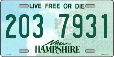 NH license plate 2037931